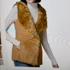 WHBM  Tan Faux Suede with Faux Fur Lining and Accents Size S